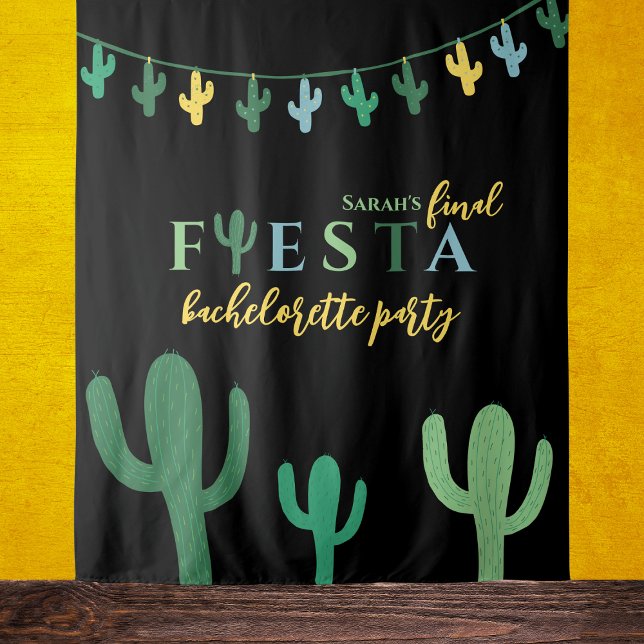 Letzte Fiesta Cactus Bachelorette Foto Hintergrund Wandteppich (Final fiesta cactus mexican bachelorette party photo backdrop)
