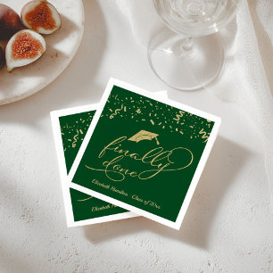 Letzte Gold Script Green Graduation Party Serviette