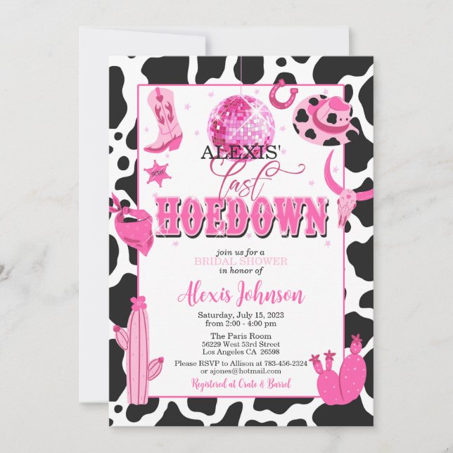 Letzte Hoedown Bachelorette/Brautdusche Einladung (Vorderseite)