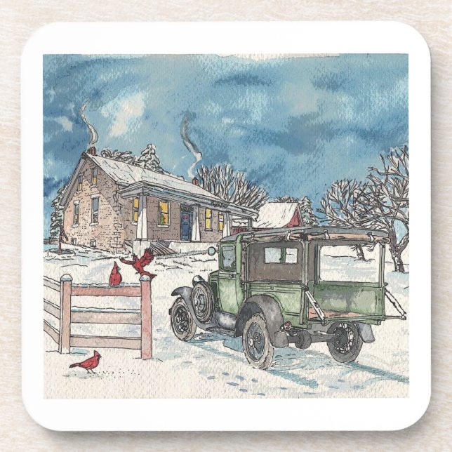 Letzte Lieferung von Holz Getränkeuntersetzer (Vorderseite)