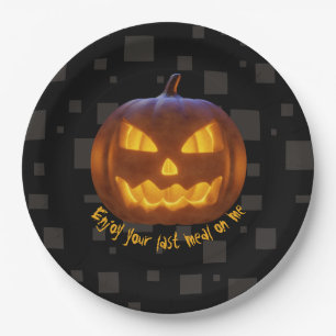 Letzte Mahlzeit Evil Pumpkin Orange Black Grey Hal Pappteller