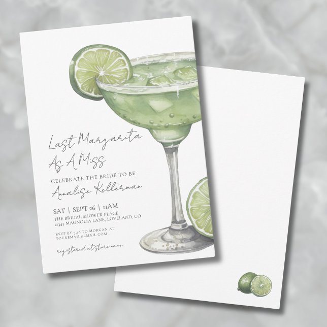 Letzte Margarita als Miss-Brautparty Einladung (Last Margarita As A Miss Bridal Shower Invitation)