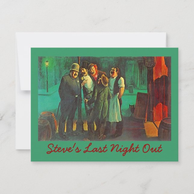 LETZTE NACHT AUSSERHALB BACHELOR PARTY EINLADEN Gu Einladung (Vorderseite)