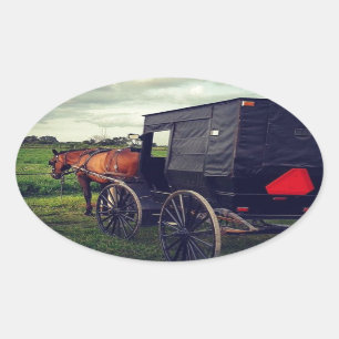 Letzte Nacht in einer Amish-Gemeinde, Amish Pferd Ovaler Aufkleber