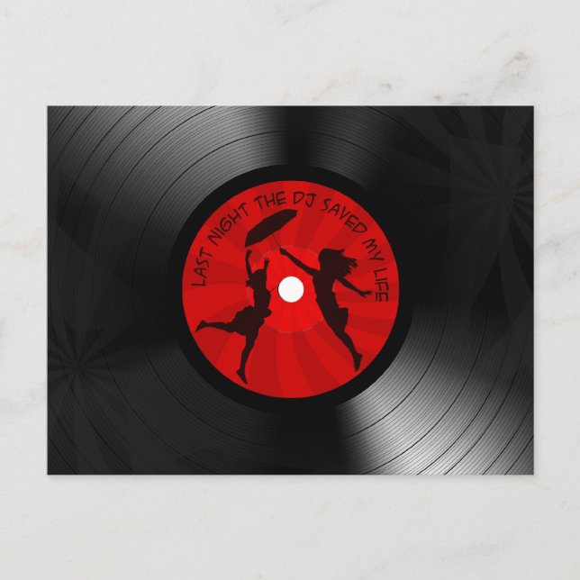 Letzte Nacht Rettete der DJ meinen Life Vinyl Reco Postkarte (Vorderseite)