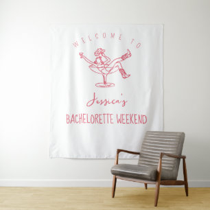 Letzte Rodeo Bachelorette Weekend Funky Hand gezog Wandteppich