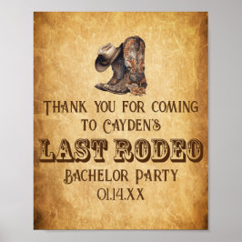 Letzte Rodeo Cowboy Grunge Brown Bachelor Party Poster