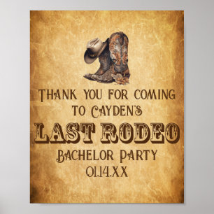 Letzte Rodeo Cowboy Grunge Brown Bachelor Party Poster
