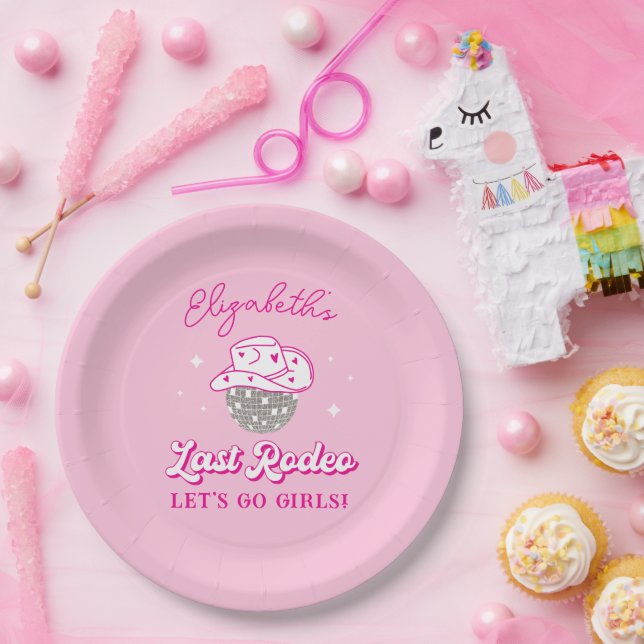 Letzte Rodeo Cowgirl Bachelorette Let's Go Girls Pappteller (Party)