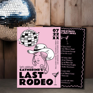 Letzte Rodeo Cowgirl Disco Hand Drawn Bachelorette Einladung