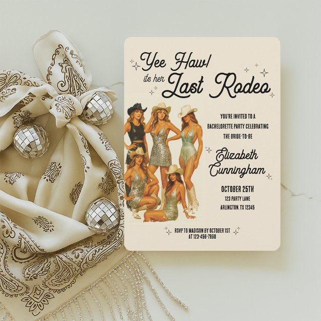Letzte Rodeo Cowgirl Junggeselinnen-Abschied Einla Einladung (Von Creator hochgeladen)