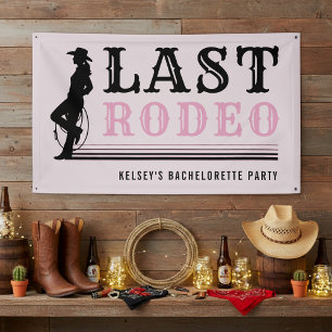 Letzte Rodeo-Cowgirl-Junggesellinnenparty Rosa Banner
