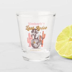 Letzte Rodeo-Cowgirl Retro-Disco-Junggesellinnenpa Schnapsglas