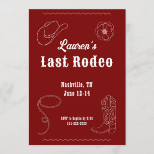 Letzte Rodeo-Cowgirl Western-Junggesellinnen-Absch Einladung