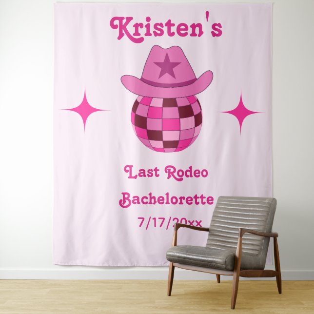 Letzte Rodeo Disco Cowgirl Bachelorette Hintergrun Wandteppich (Beispiel)