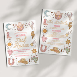 Letzte Rodeo Disco Cowgirl Bachelorette Wochenende Einladung