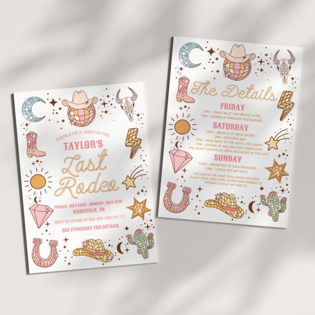 Letzte Rodeo Disco Cowgirl Bachelorette Wochenende Einladung (Von Creator hochgeladen)