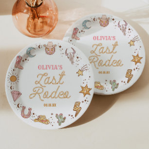 Letzte Rodeo Disco Cowgirl Bachelorette Wochenende Pappteller