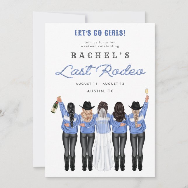Letzte Rodeo Girls in Denim Einladung (Vorderseite)