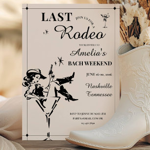 Letzte Rodeo-Junggesellinnen-Wochenend-Itinerary-E Einladung