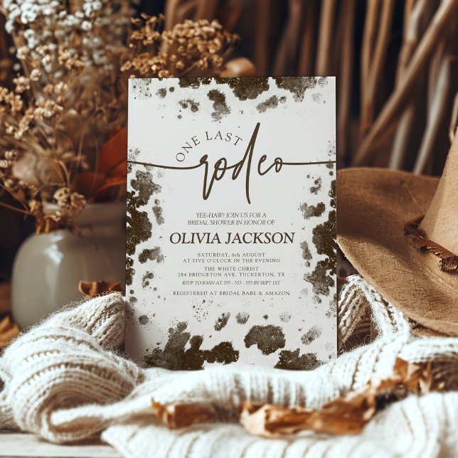 Letzte Rodeo Kuh drucken Hot Pink Brautparty Einladung (Von Creator hochgeladen)
