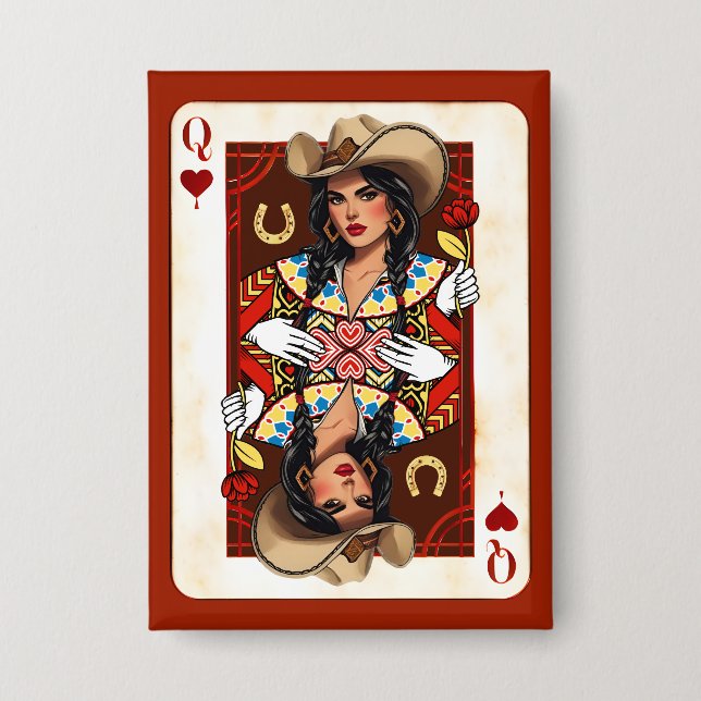 Letzte Rodeo-Midwest-Queen-of-Hearts-Karte Button (Vorderseite)