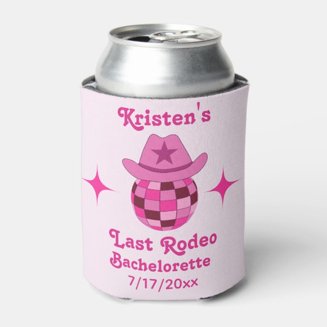 Letzte Rodeo Pink Disco Cowgirl Bachelorette Dosenkühler (Kanne Vorderseite)