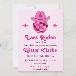 Letzte Rodeo Pink Disco Cowgirl Bachelorette Einladung