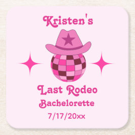 Letzte Rodeo Pink Disco Cowgirl Bachelorette Rechteckiger Pappuntersetzer