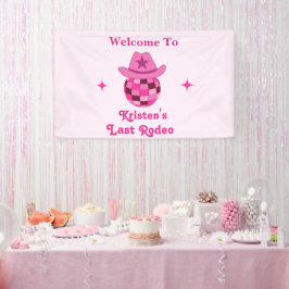 Letzte Rodeo Pink Disco Cowgirl Bachelorette Willk Banner