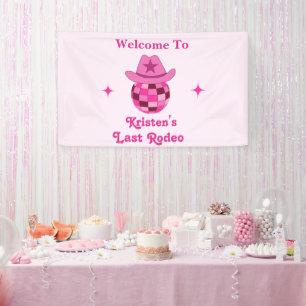 Letzte Rodeo Pink Disco Cowgirl Bachelorette Willk Banner