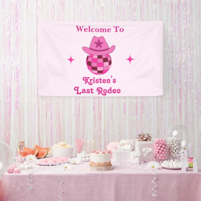 Letzte Rodeo Pink Disco Cowgirl Bachelorette Willk Banner (Party)
