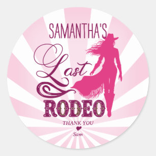 Letzte Rodeo Rosa Red Cowgirl Nash Bash Bacheloret Runder Aufkleber