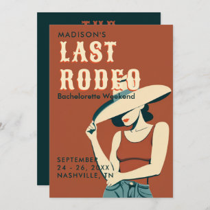 Letzte Rodeo Terracotta Vintag Bachelorette Einladung