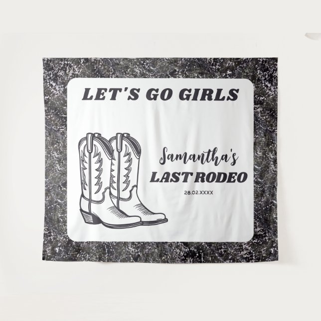 Letzte Rodeo Western Cowgirl Junggeselinnen-Abschi Wandteppich (Vorderseite (Horizontal))