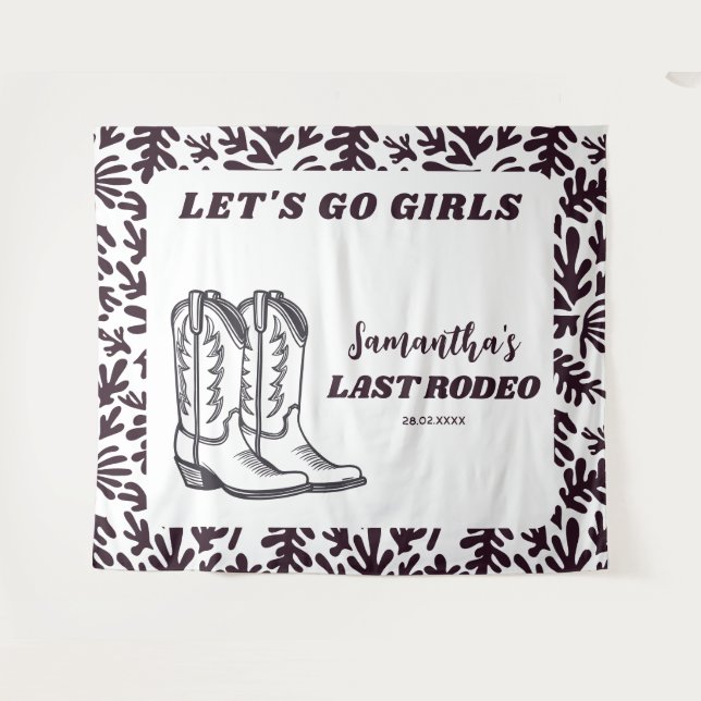 Letzte Rodeo Western Cowgirl Junggeselinnen-Abschi Wandteppich (Vorderseite (Horizontal))