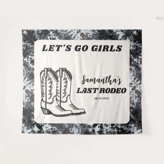 Letzte Rodeo Western Cowgirl Junggeselinnen-Abschi Wandteppich (Vorderseite (Horizontal))