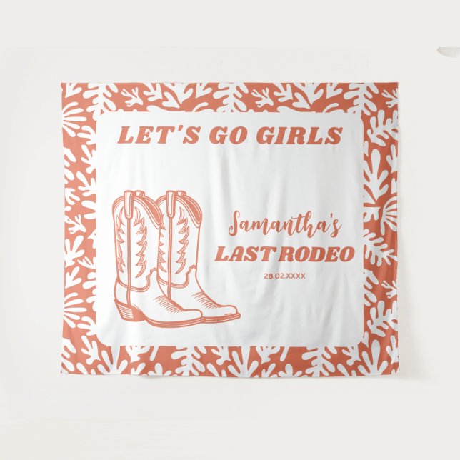 Letzte Rodeo Western Cowgirl Junggeselinnen-Abschi Wandteppich (Vorderseite (Horizontal))