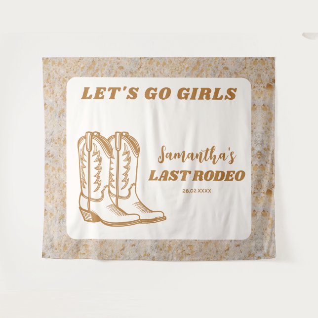 Letzte Rodeo Western Cowgirl Junggeselinnen-Abschi Wandteppich (Vorderseite (Horizontal))