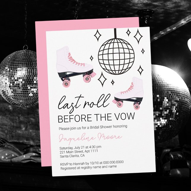Letzte Rolle vor dem Roller-Disco-Brautparty Einladung (Last Roll Before Vow Roller Disco Bridal Shower Invitation
)