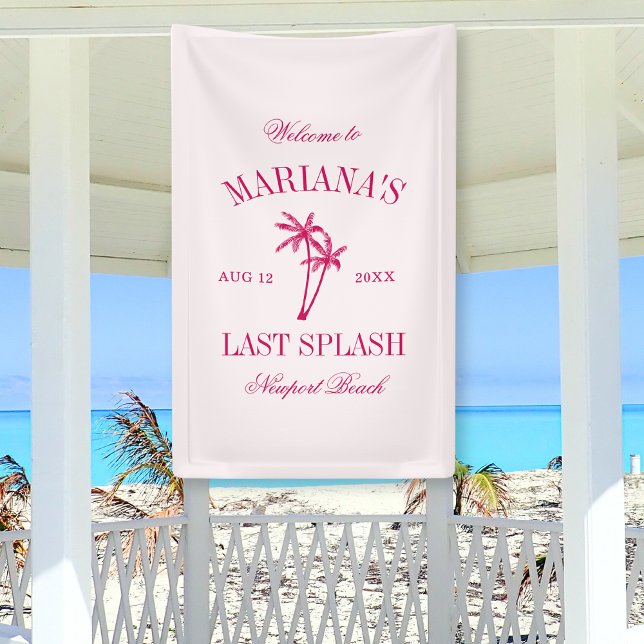 Letzte Splash Beach Palms Hot Pink Bachelorette Banner (Von Creator hochgeladen)