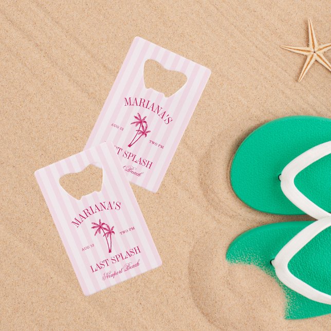 Letzte Splash Beach Palms Hot Pink Bachelorette Geldbeutel Flaschenöffner (Von Creator hochgeladen)