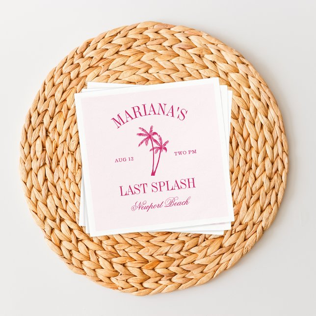 Letzte Splash Beach Palms Hot Pink Bachelorette Serviette (Von Creator hochgeladen)