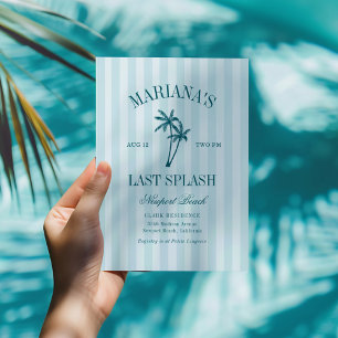 Letzte Splash Blue Aquamarin Palms Bachelorette Einladung