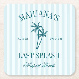 Letzte Splash Blue Aquamarin Palms Bachelorette Rechteckiger Pappuntersetzer