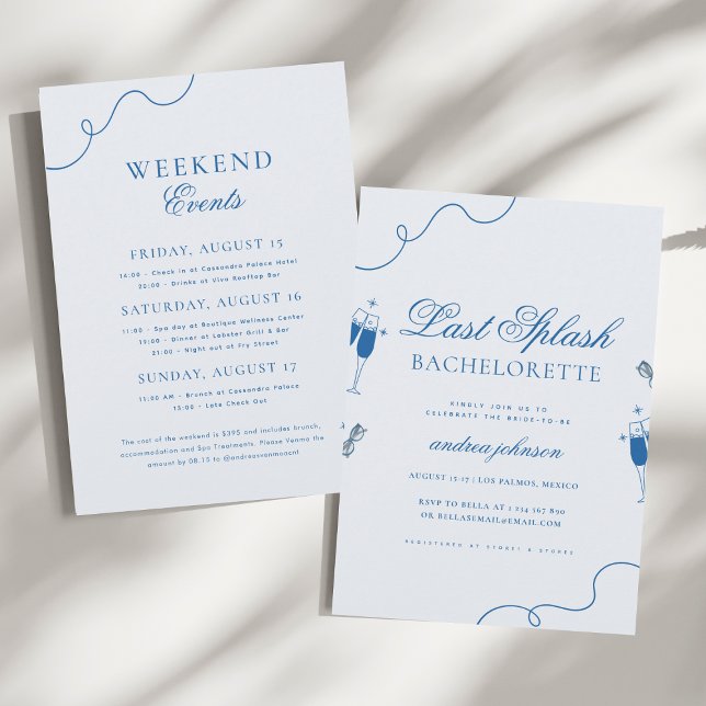 Letzte Splash Nautical Blue Hen Bachelorette Woche Einladung (Von Creator hochgeladen)