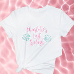 Letzte Splash Tropical Beach Muschel Bachelorette T-Shirt<br><div class="desc">Machen Sie den "Last Splash" der Braut unvergesslich mit diesem lustigen Junggeselinnen-Abschied T - Shirt! Dieses Shirt mit trendigen rosa und türkisfarbenen Farbtönen und spielerischen Akzenten in der Muschel eignet sich ideal für Strandfeiern, Poolveranstaltungen oder tropische Feste. Personalisieren Sie sich mit dem Namen der Braut, um sie für ihr letztes...</div>