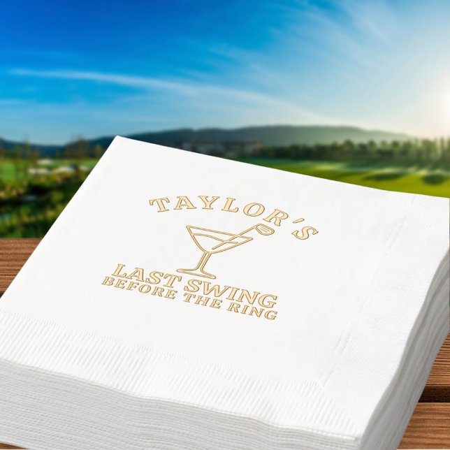 Letzte Swing vor dem Ring Golf Bachelorette Servietten Mit Folie (Last Swing Before The Ring Golf Bachelorette Foil Napkins
by Ricaso for the bride to be and her crew)