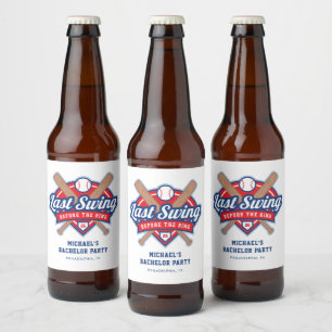Letzte Swing vor der Baseball Bachelor-Party Bierflaschenetikett