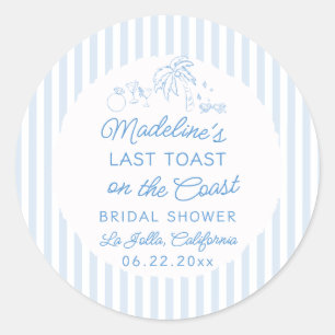 Letzte Toast Küstenblauene Arch-Brautjunggesellinn Runder Aufkleber